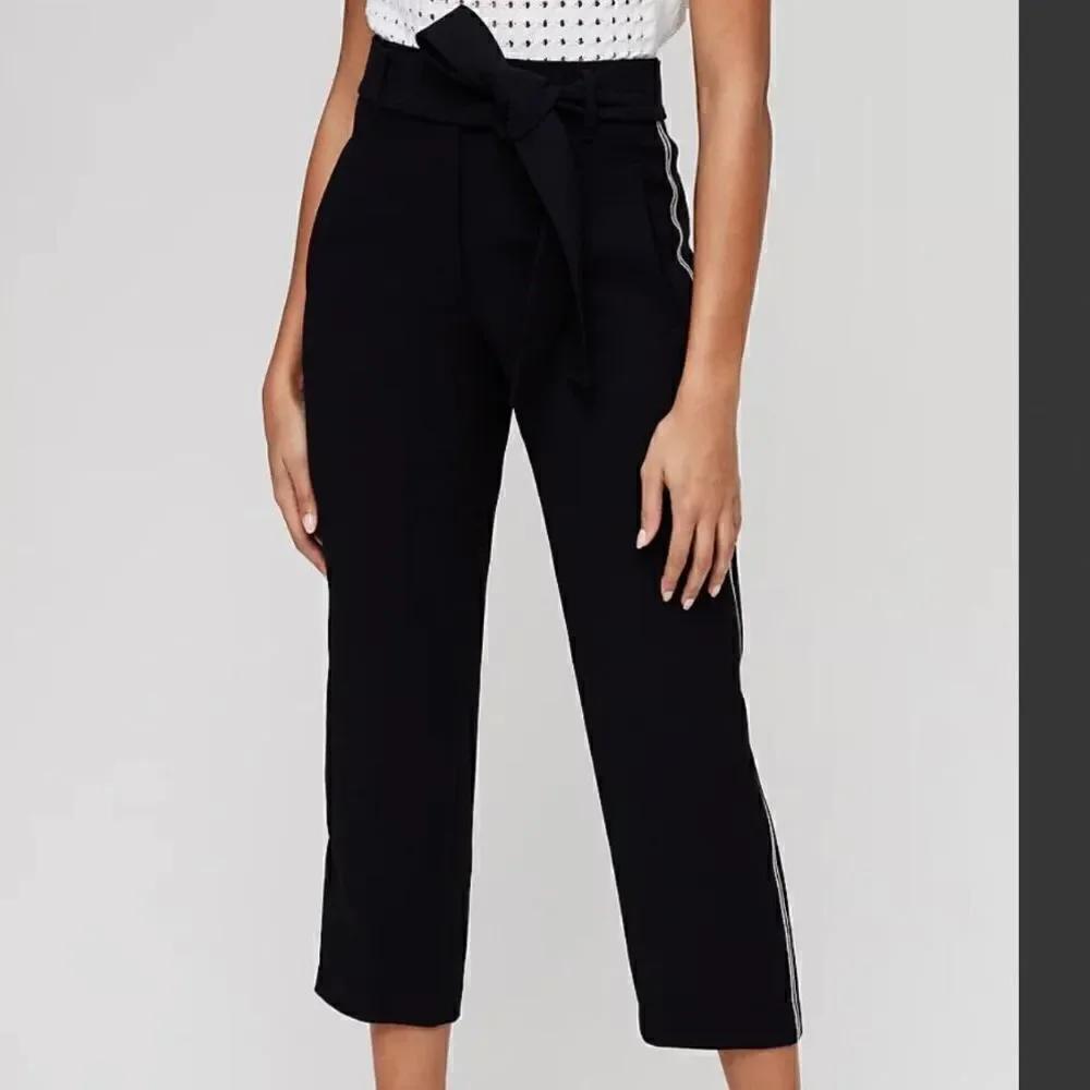 Aritzia Wilfred Tie-Front Black High Rise Ankle Pants Trousers Women’s Size 2